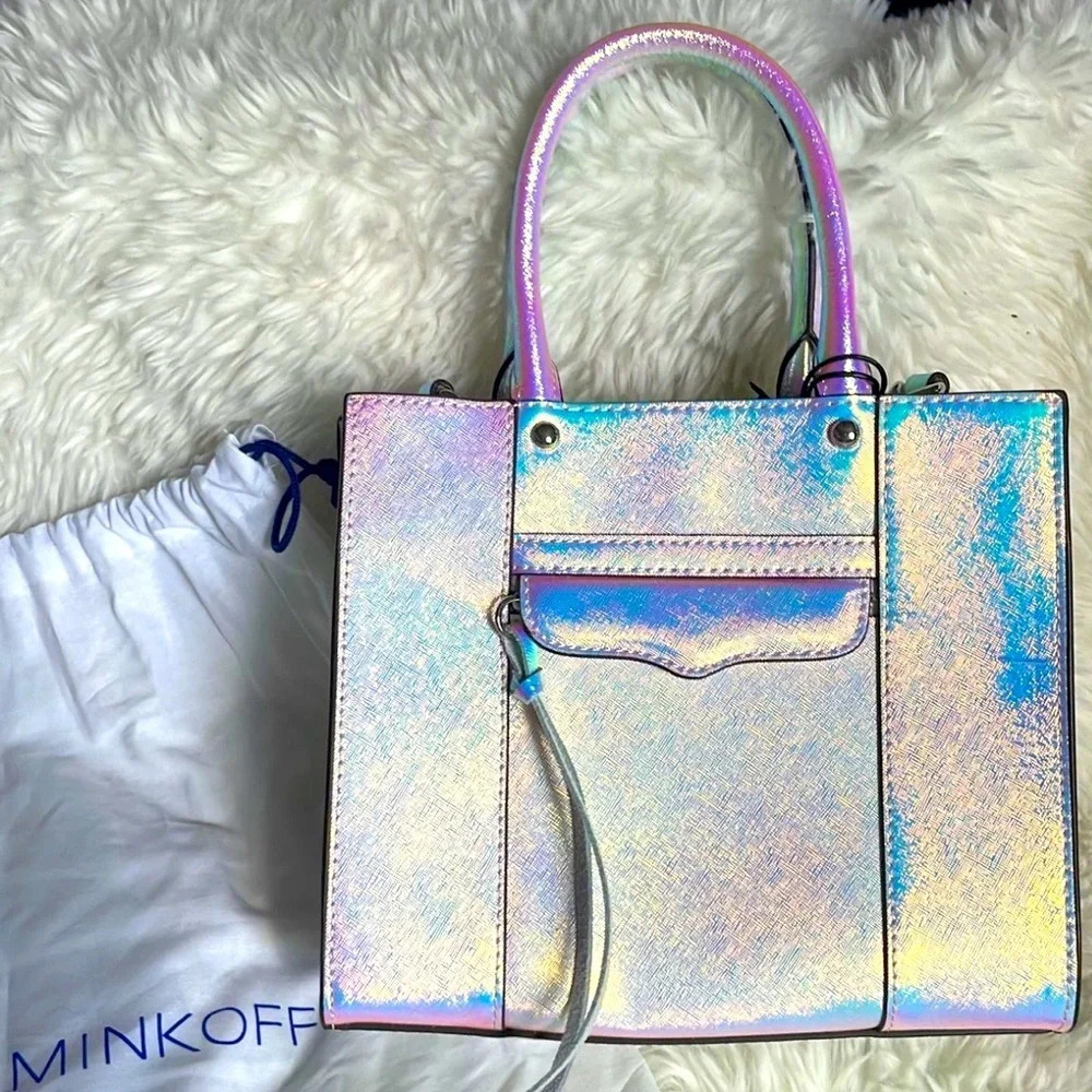 NWOT Rebecca Minkoff Mini Mab Tote in Holgrpahic/Iridescent/Opal Color